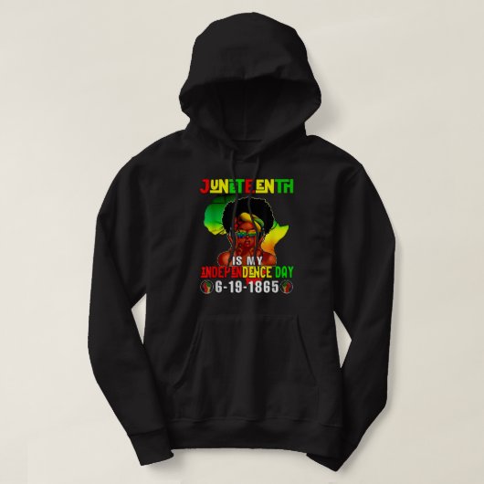 Onafhankelijkheidsdag Afro Melanin Black Natural H Hoodie (Design voorkant)