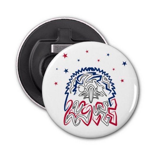 Onafhankelijkheidsdag Amerikaanse adelaar Button Flesopener (Voorkant)