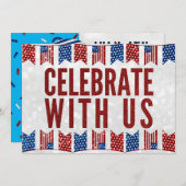 Onafhankelijkheidsdag BBQ 4 Glitter Uitnodiging (Voorkant / Achterkant)