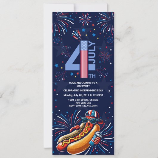 onafhankelijkheidsdag BBQ feest vuurwerk 4 juli Kaart (Voorkant)