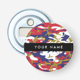 Onafhankelijkheidsdag Camouflage Jouw naam Persona Button Flesopener