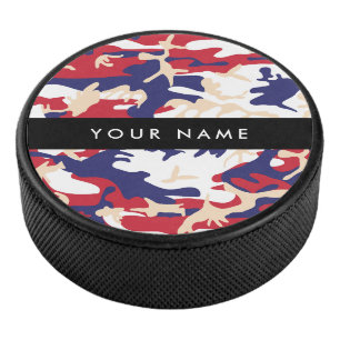 Onafhankelijkheidsdag Camouflage Jouw naam Persona Hockey Puck