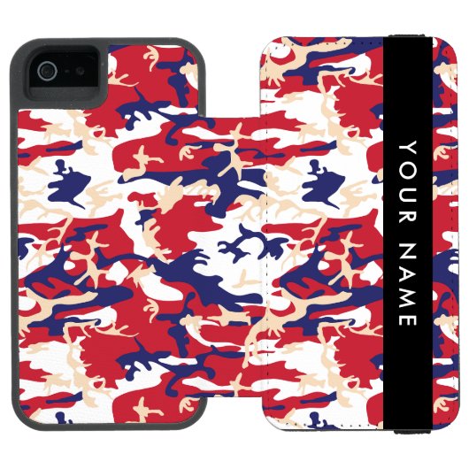 Onafhankelijkheidsdag Camouflage Jouw naam Persona Incipio iPhone Portemonnee Hoesje (Agenda Open)
