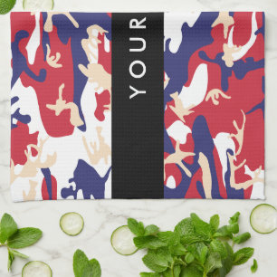Onafhankelijkheidsdag Camouflage Jouw naam Persona Theedoek