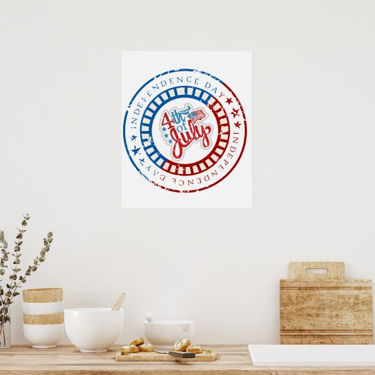 Onafhankelijkheidsdag cirkel met 4 juli in het mid poster (Keuken)