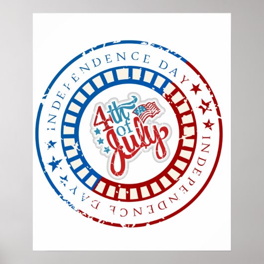 Onafhankelijkheidsdag cirkel met 4 juli in het mid poster (Voorkant)