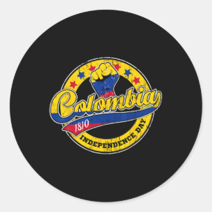 Onafhankelijkheidsdag Colombia Vlag Retro  Stijl Ronde Sticker