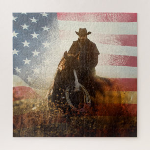 Onafhankelijkheidsdag cowboy afbeelding. legpuzzel