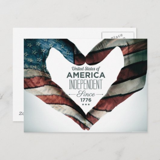 Onafhankelijkheidsdag en vierde juli briefkaart (Voorkant / Achterkant)
