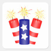 Onafhankelijkheidsdag Firecrackers Vierkante Sticker (Voorkant)