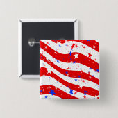 Onafhankelijkheidsdag gebogen sterren en stripes vierkante button 5,1 cm (Voorkant /achterkant)