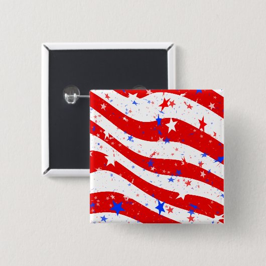 Onafhankelijkheidsdag gebogen sterren en stripes vierkante button 5,1 cm (Voorkant /achterkant)