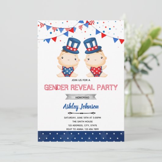 Onafhankelijkheidsdag geslacht onthulling feest ui kaart (Staand voorkant)