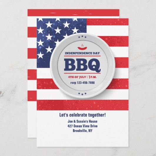 Onafhankelijkheidsdag Rode, Witte en Blauwe Uitnod Kaart (Voorkant / Achterkant)