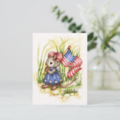 Onafhankelijkheidsdag - Schattige Patriotic Mouse Briefkaart (Staand voorkant)