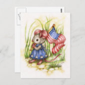 Onafhankelijkheidsdag - Schattige Patriotic Mouse Briefkaart (Voorkant / Achterkant)