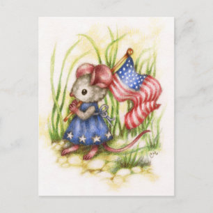 Onafhankelijkheidsdag - Schattige Patriotic Mouse  Briefkaart