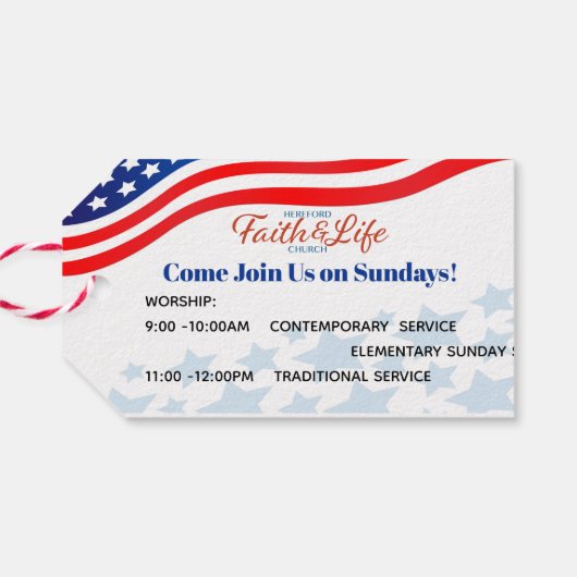 Onafhankelijkheidsdag tussen kerk, school of organ cadeaulabel (Achterkant Horizontaal)