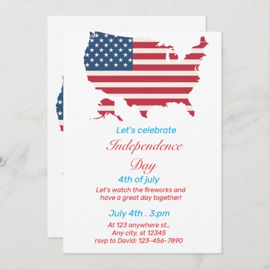 Onafhankelijkheidsdag uitnodiging (Voorkant / Achterkant)