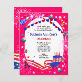 Onafhankelijkheidsdag Uitnodiging van meisjes om d (Voorkant / Achterkant)