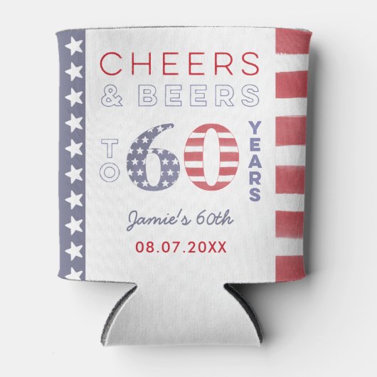 Onafhankelijkheidsdag Verenigde Staten vlag 60-jar Blikjeskoeler (Voorkant)