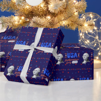 Onafhankelijkheidsdag VS diepblauw Cadeaupapier