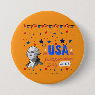 Onafhankelijkheidsdag VS oranje Ronde Button 7,6 Cm