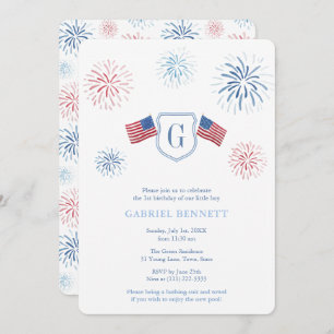 Onafhankelijkheidsdag vuurwerk 1e verjaardag kaart