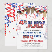 Onafhankelijkheidsdag vuurwerk 4e van de BBQ-parti Kaart (Voorkant / Achterkant)