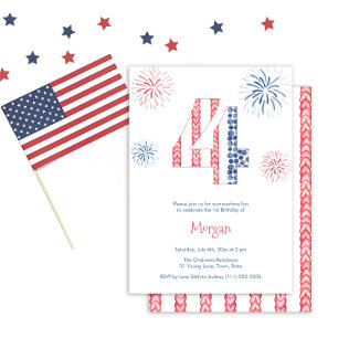 Onafhankelijkheidsdag Vuurwerk 4e Verjaardagsfeest Kaart