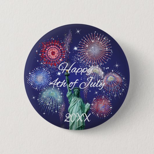 Onafhankelijkheidsdag vuurwerk ronde button 5,7 cm (Voorkant)