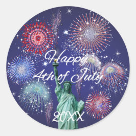 Onafhankelijkheidsdag vuurwerk ronde sticker