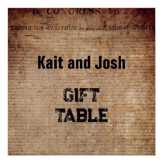 Onafhankelijkheidsverklaring 1776 Geschenktafel Perfect Poster (Voorkant)