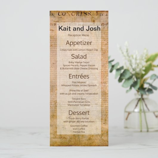 Onafhankelijkheidsverklaring 📜 USA old Parchmen Menu (Staand voorkant)