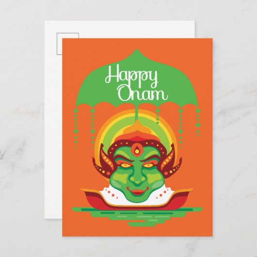 Onam Kathakali Face Uitnodiging Briefkaart (Voorkant / Achterkant)