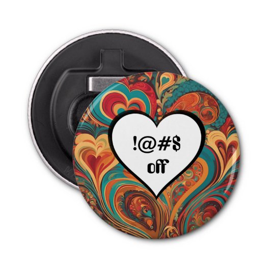 Onbeleefd Grappig Hart Ontwerp !@#$ Button Flesopener (Voorkant)