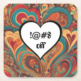Onbeleefd Grappig Hart Ontwerp !@#$ Vierkante Kartonnen Onderzetter