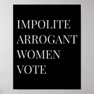 Onbeleefde arrogante vrouw verzet zich tegen anti- poster