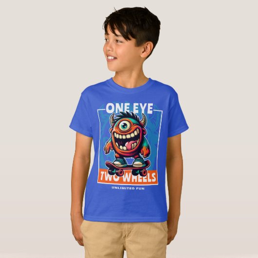 Onbeperkt Fun Monster Skateboard T-shirt (Voorkant volledig)