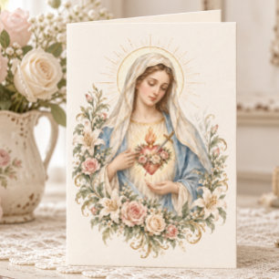 Onberispelijk Hart van Maria Bloemrijke Katholiek Kaart