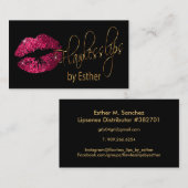 Onberispelijke Lips - Hot Pink Glitter en Gold Visitekaartje (Voorkant / Achterkant)