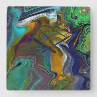 Onbeslist 3 Kleurrijke Abstracte Wandklok Vierkante Klok