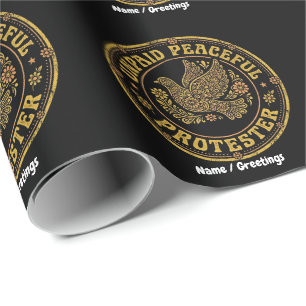 Onbetaalde Vreedzame Demonstrant Retro Bloemenvred Cadeaupapier