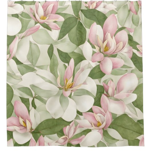 Onbetegelde  Roze en Witte Magnolia's Douchegordijn (Voorkant)