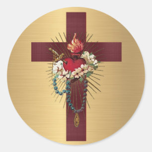 Onbevlekt Hart Maagd Maria Katholiek Religieus Ronde Sticker
