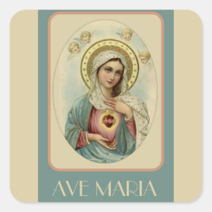 Onbevlekt Hart van Maria AVE MARIA Vierkante Sticker