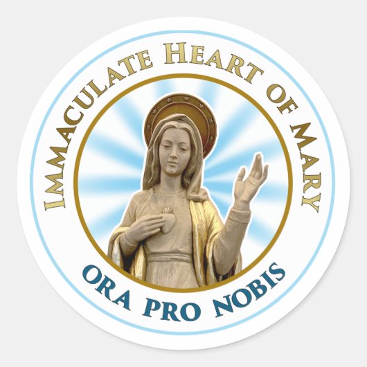 Onbevlekt Hart van Mary Ora Pro Nobis Ronde Sticker (Voorkant)