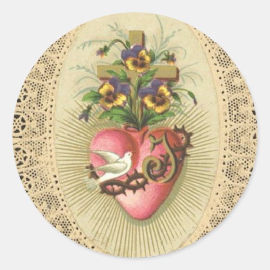 Onbevlekt Smartelijk Hart van Maagd Maria Kant Do Ronde Sticker (Voorkant)