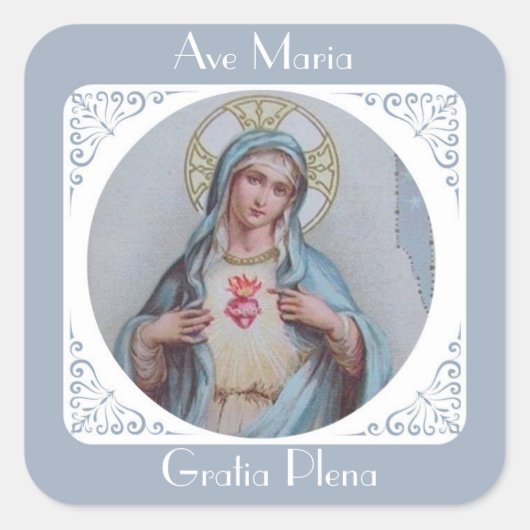 Onbevlekt & Verdrietig Hart van Maria Vierkante Sticker (Voorkant)