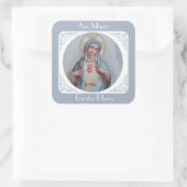 Onbevlekt & Verdrietig Hart van Maria Vierkante Sticker (Tas)